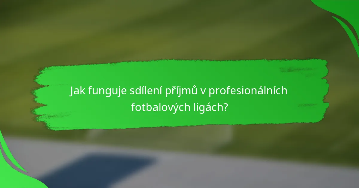 Jak funguje sdílení příjmů v profesionálních fotbalových ligách?